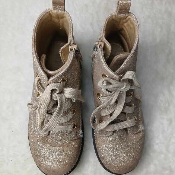Girl's Maggie and Zoe Gold Glitter Zip Up Lace Up Boots Size 11 - Picture 6 of 9